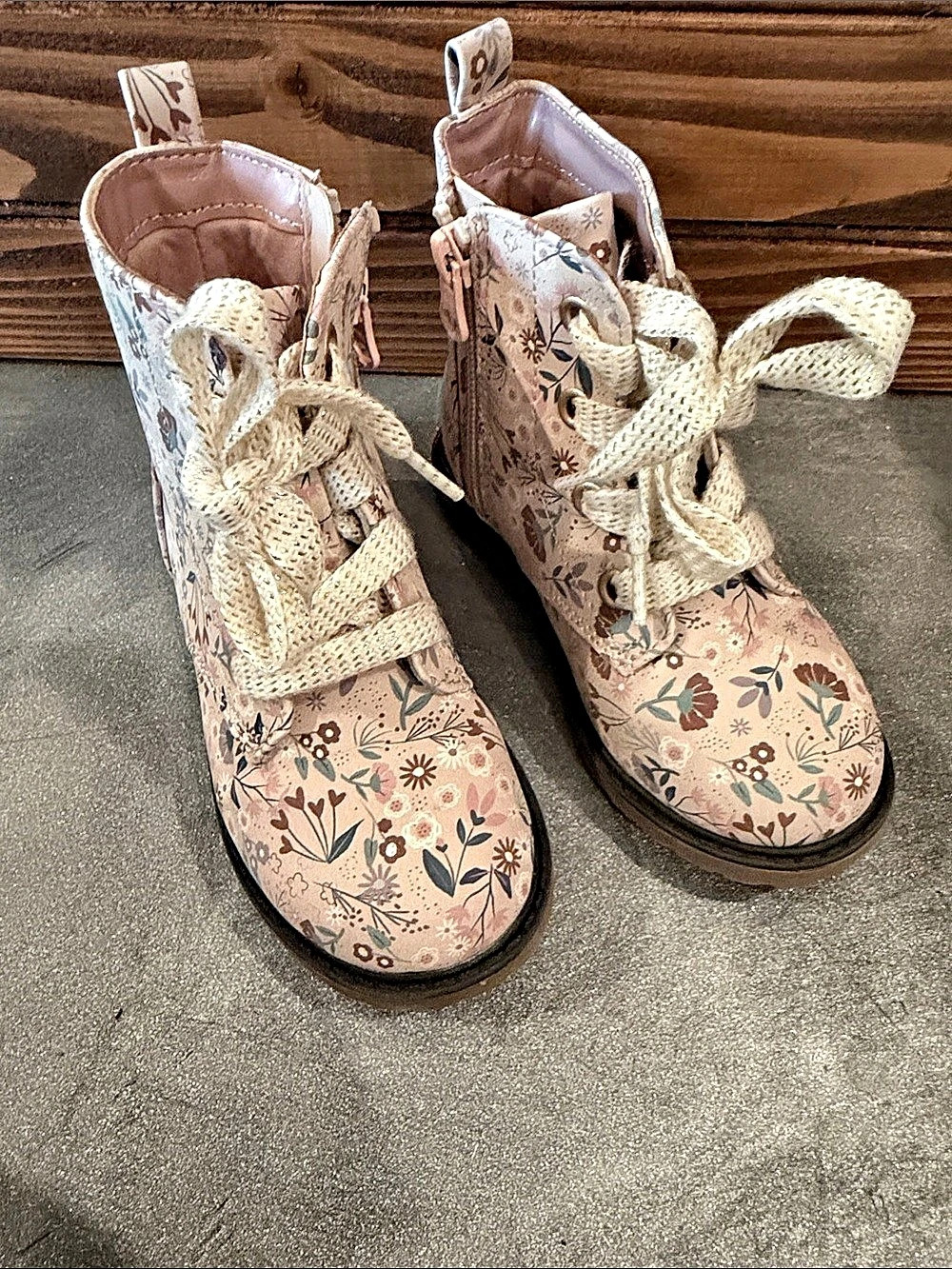 Cat & Jack Giovanna Floral Combat Boots in Pink & Multicolor